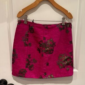 Free People Vibrant Pink Floral Mini Skirt